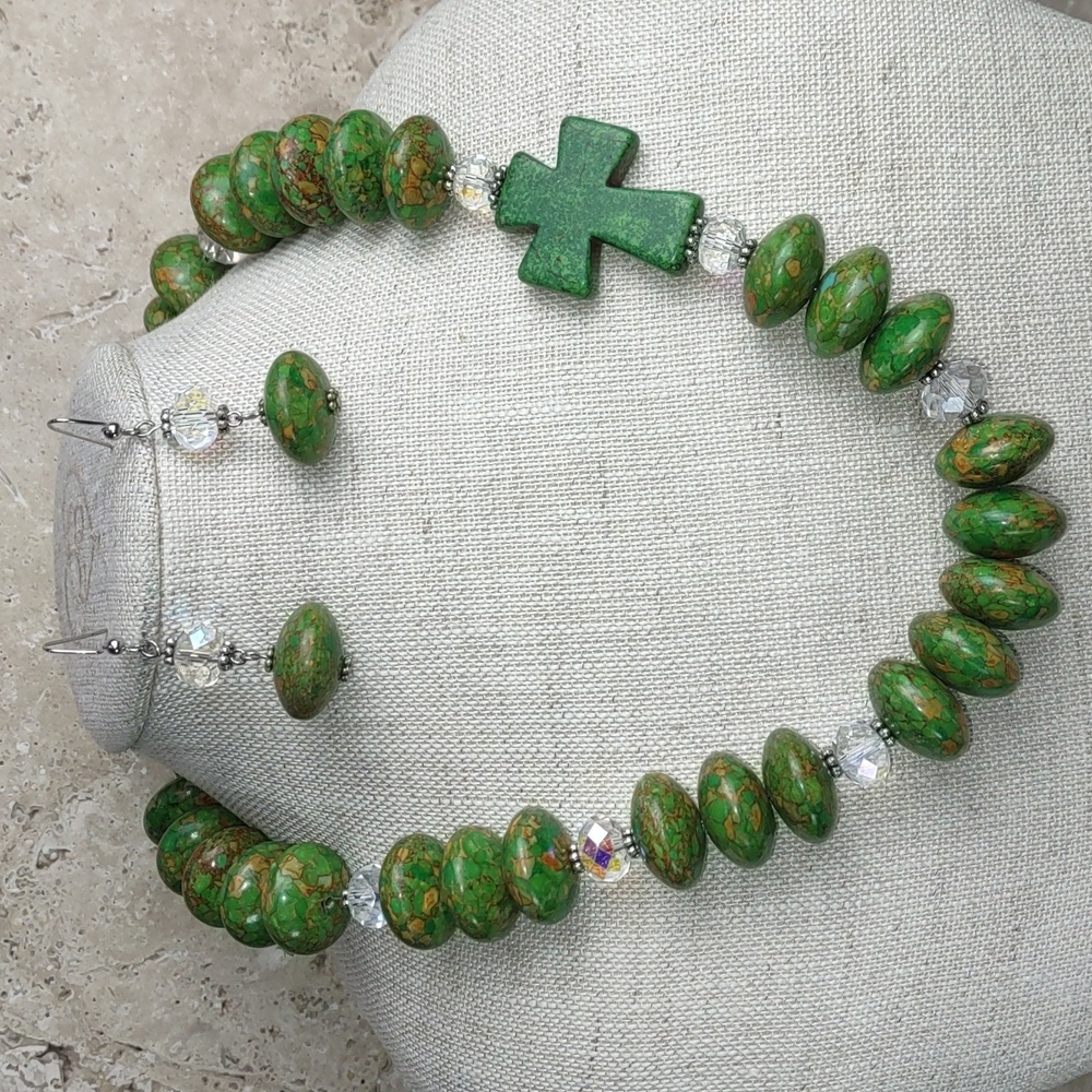 Artisan Crafted Hardstone Bead Necklace/Earrings